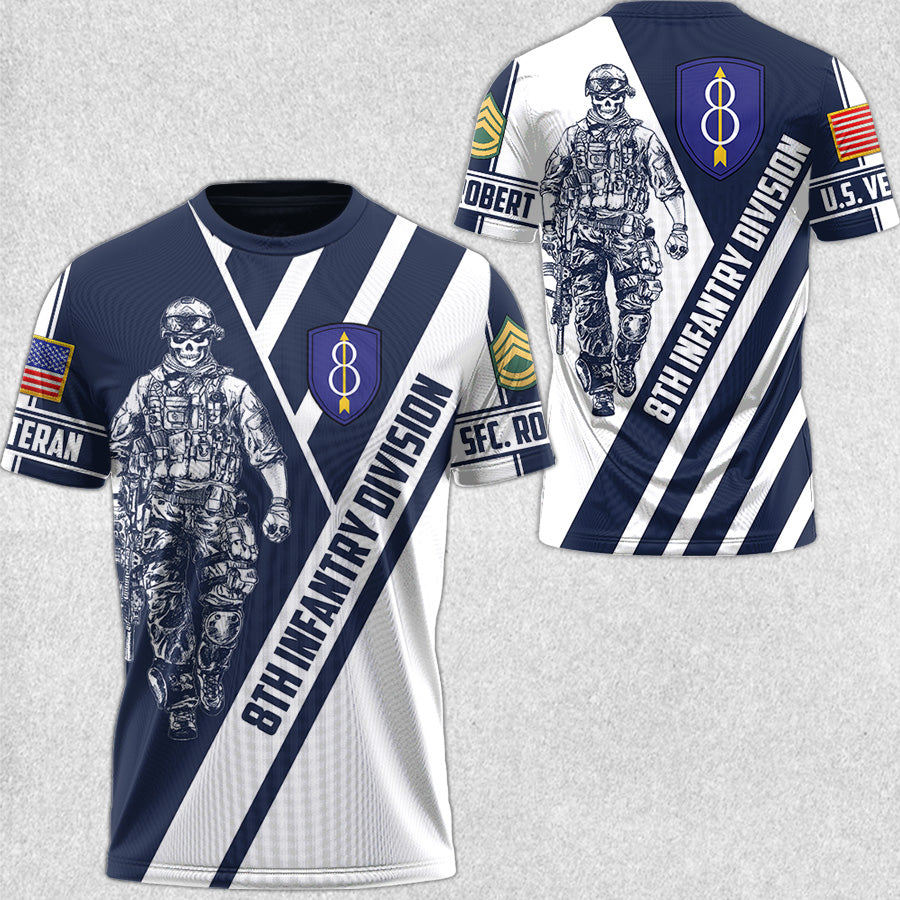 Personalized All Over Print Shirt Custom Division Rank All Branch Gift For Soldier Veteran H2511