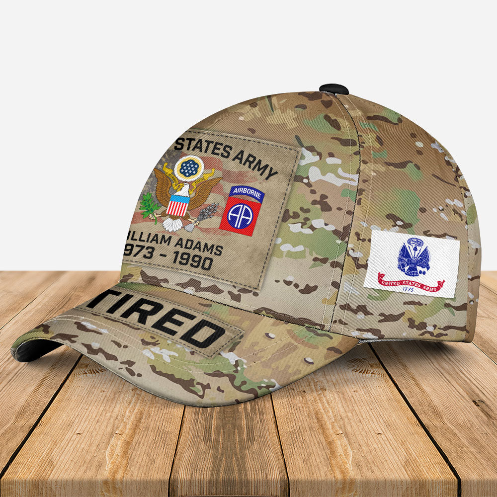 Personalized Cap for Veteran with Division Rank - United States Military Gift H2511