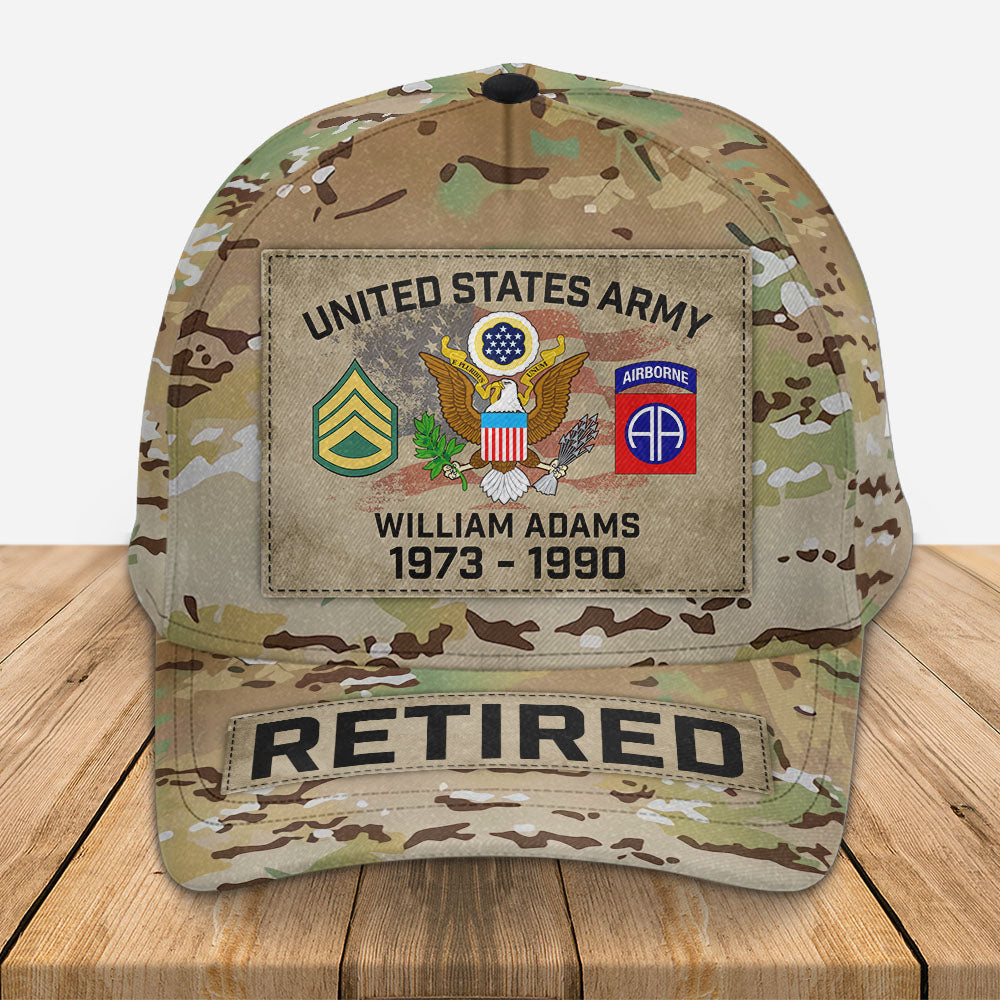 Personalized Cap for Veteran with Division Rank - United States Military Gift H2511