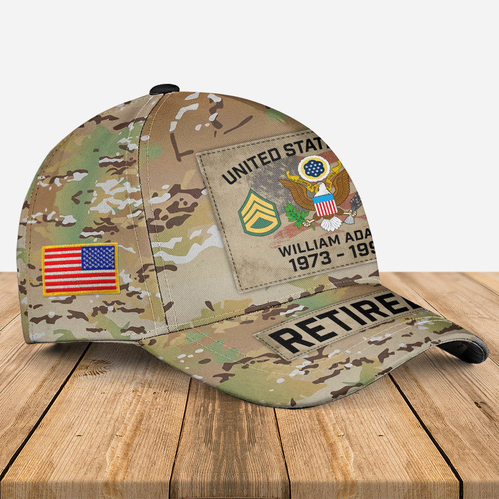 Personalized Cap for Veteran with Division Rank - United States Military Gift H2511
