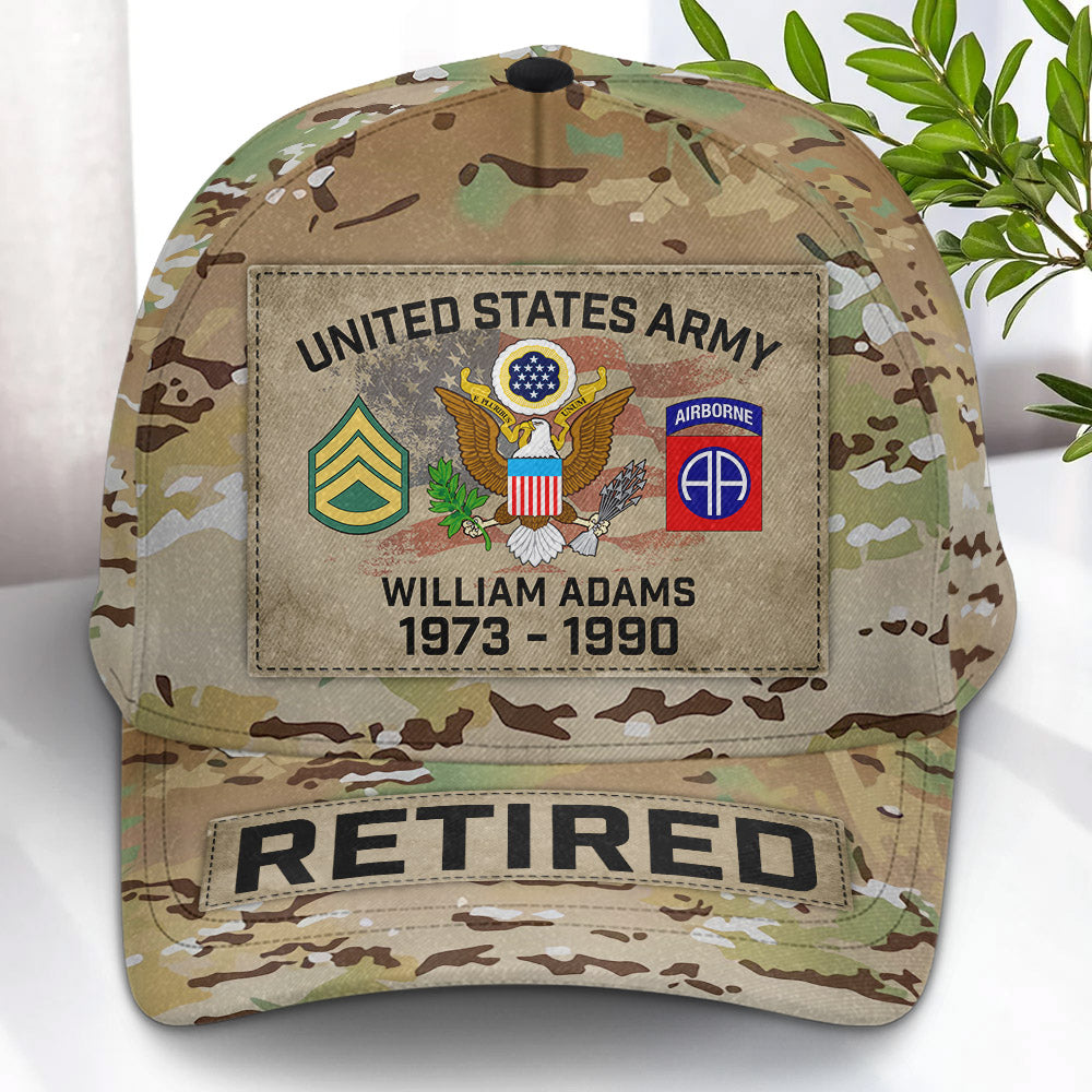 Personalized Cap for Veteran with Division Rank - United States Military Gift H2511