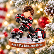 Personalized Hockey Boy Hockey Girl Christmas Ornament Pt99