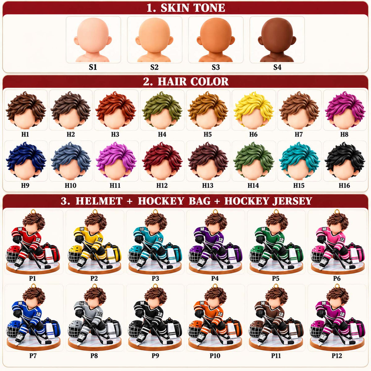 Personalized Hockey Boy Hockey Girl Christmas Ornament Pt99