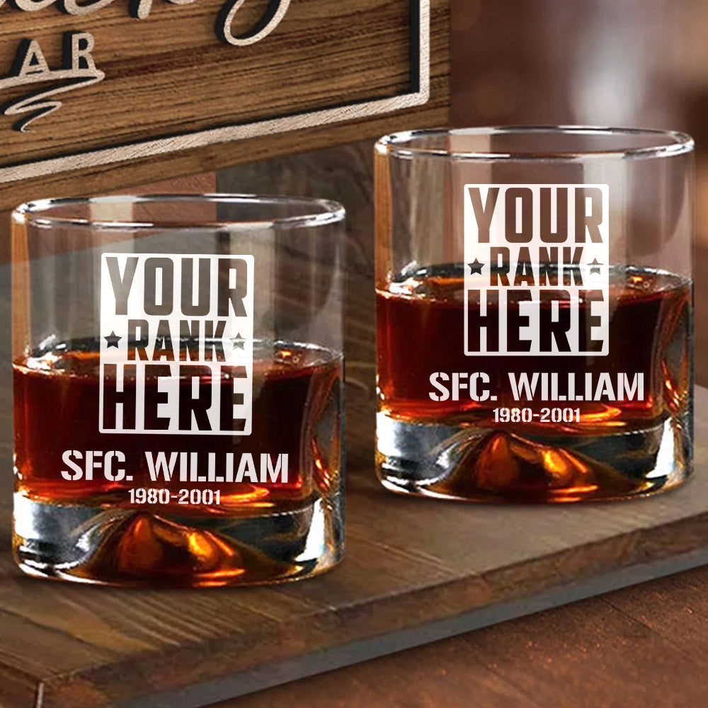 Custom Rank All Branches Glasses Gift For Military Veteran H2511