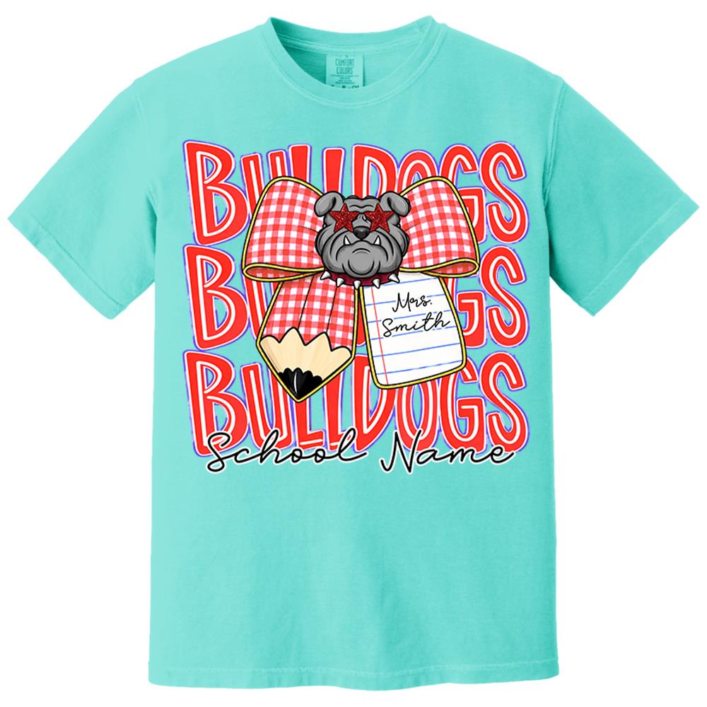Gingham Pencil Bow, Personalized School Spirit Retro School Mascot, Gift For Teacher Student Sport Lovers MI209 Nh00