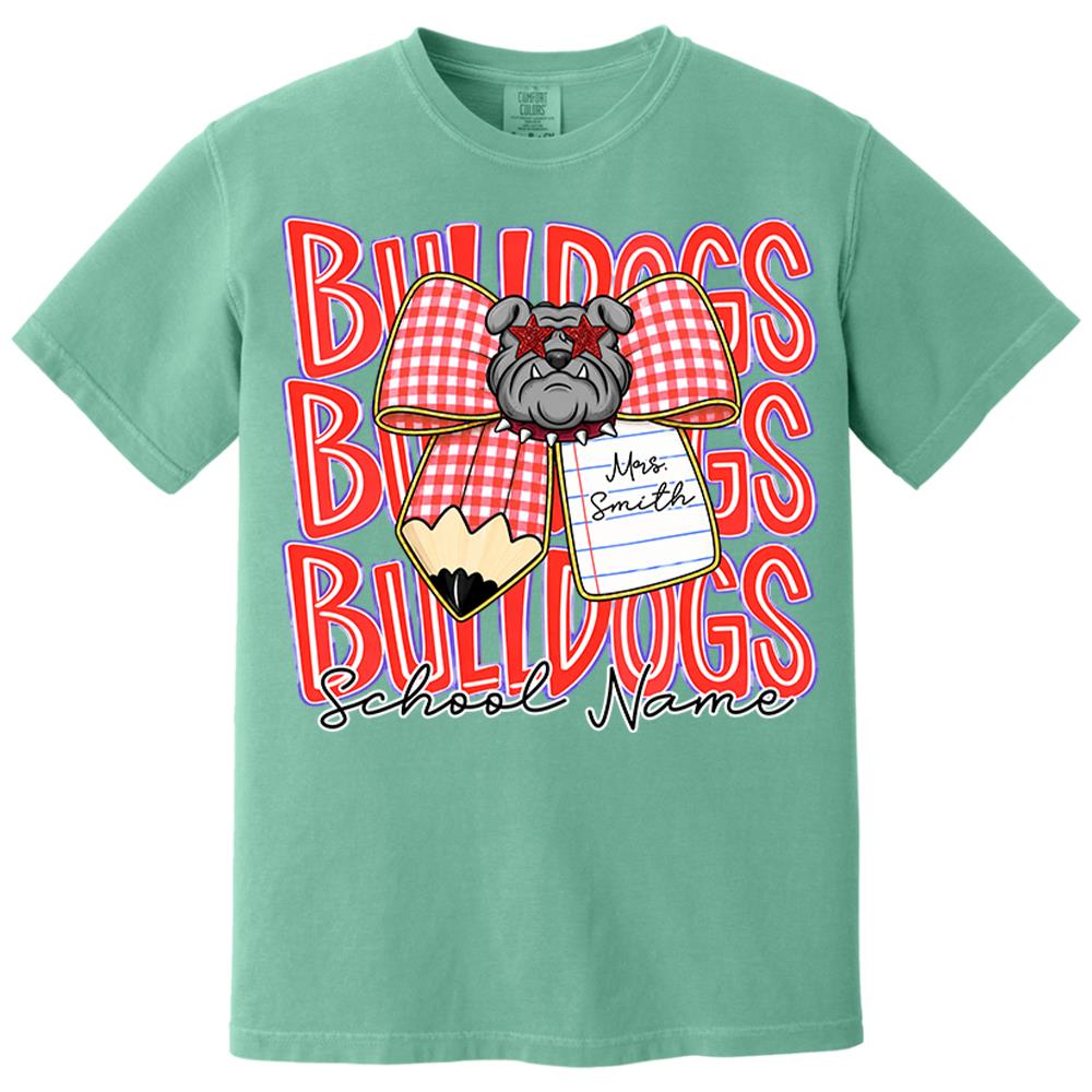 Gingham Pencil Bow, Personalized School Spirit Retro School Mascot, Gift For Teacher Student Sport Lovers MI209 Nh00