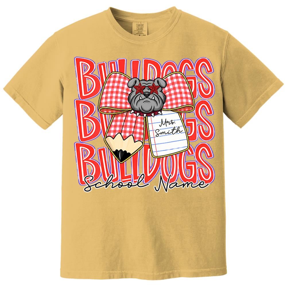 Gingham Pencil Bow, Personalized School Spirit Retro School Mascot, Gift For Teacher Student Sport Lovers MI209 Nh00