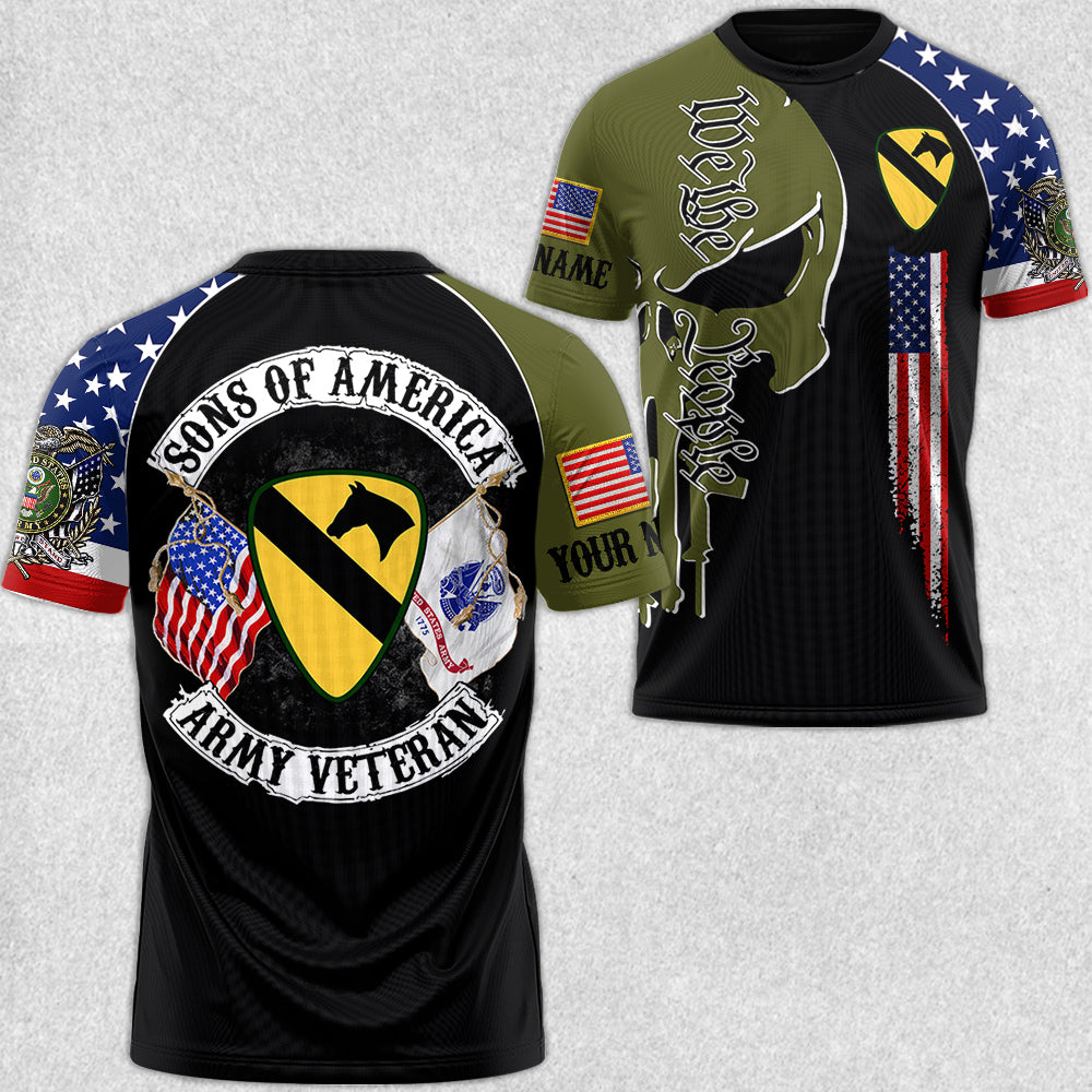 Skull Shirt Sons of America Custom Division Name All Over Print Shirt Gift For US Military Veteran H2511