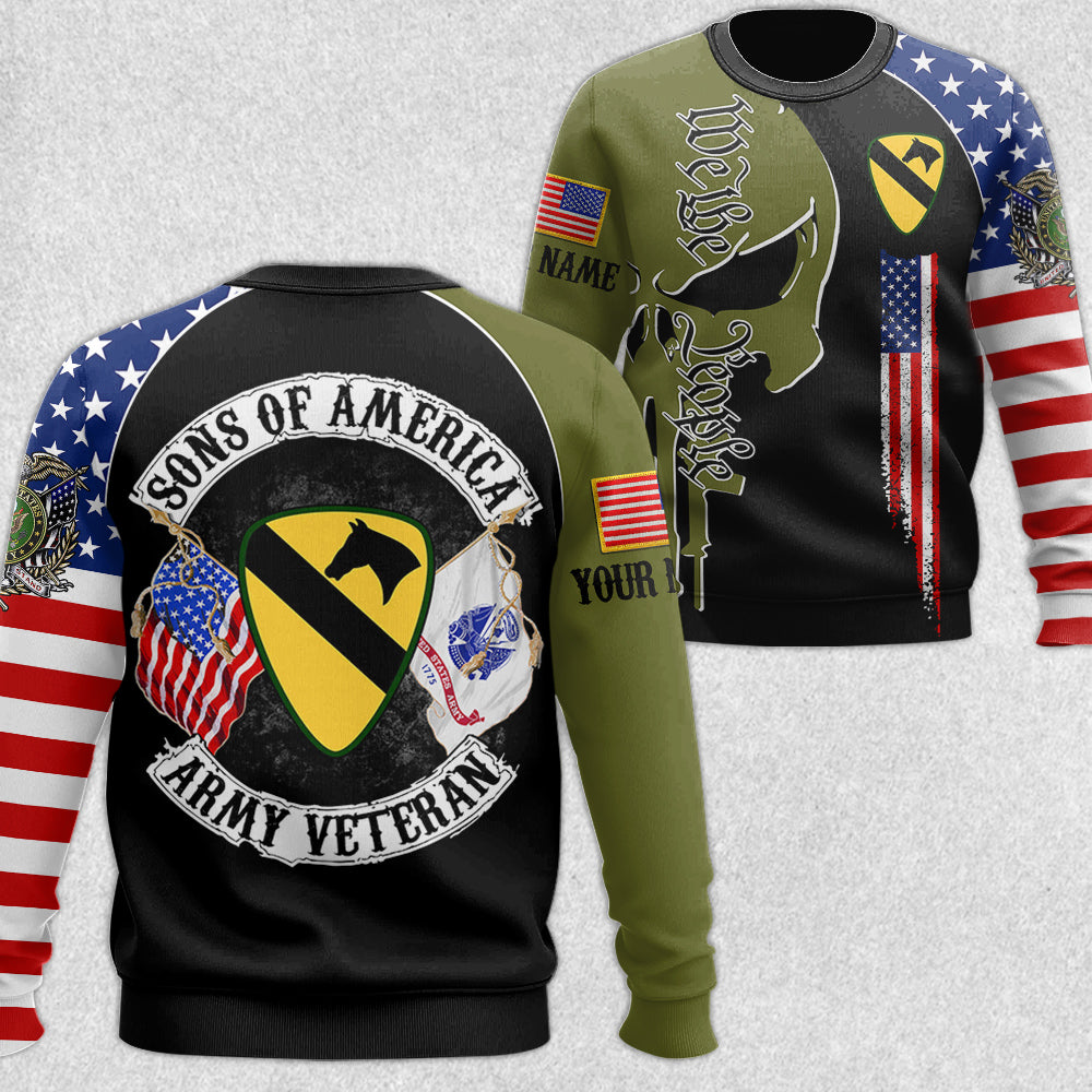 Skull Shirt Sons of America Custom Division Name All Over Print Shirt Gift For US Military Veteran H2511