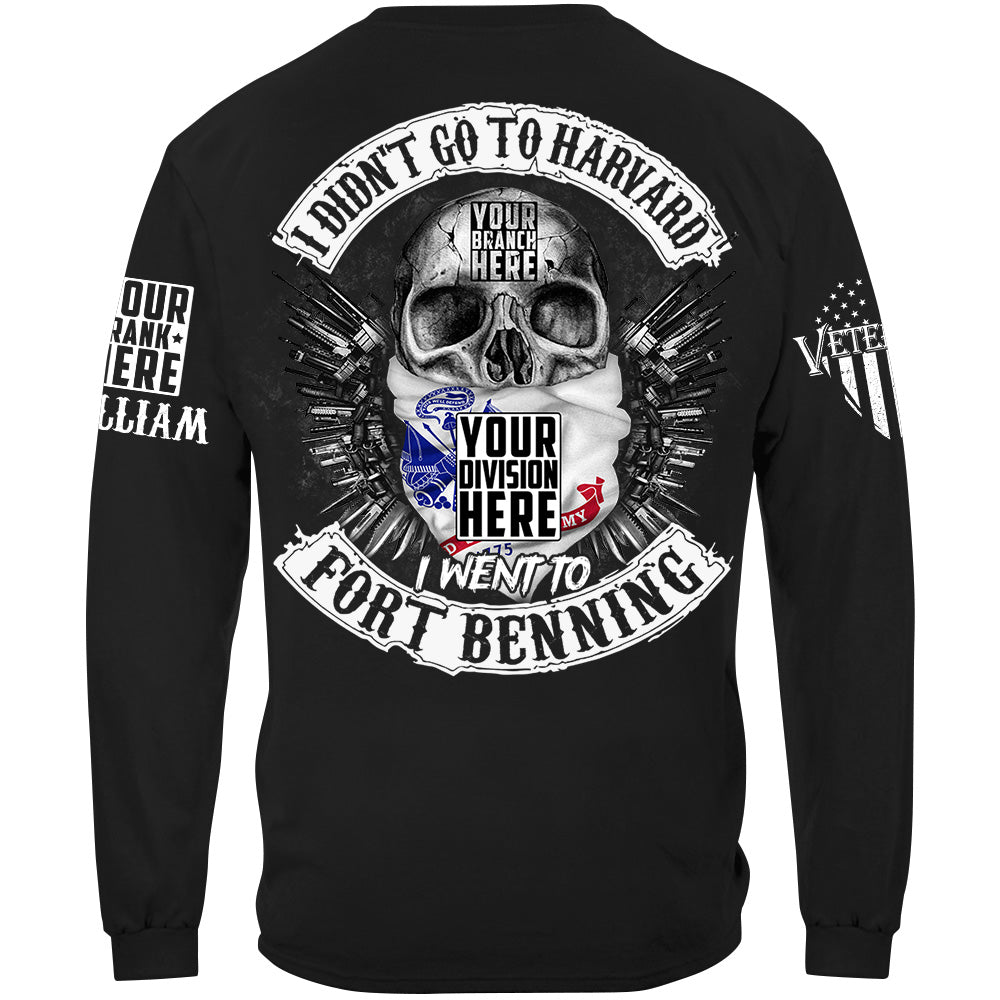 Skull Veteran Shirt I Didn't Go To Harvard I Went To Military Base Custom All Branches Shirt For Veteran H2511