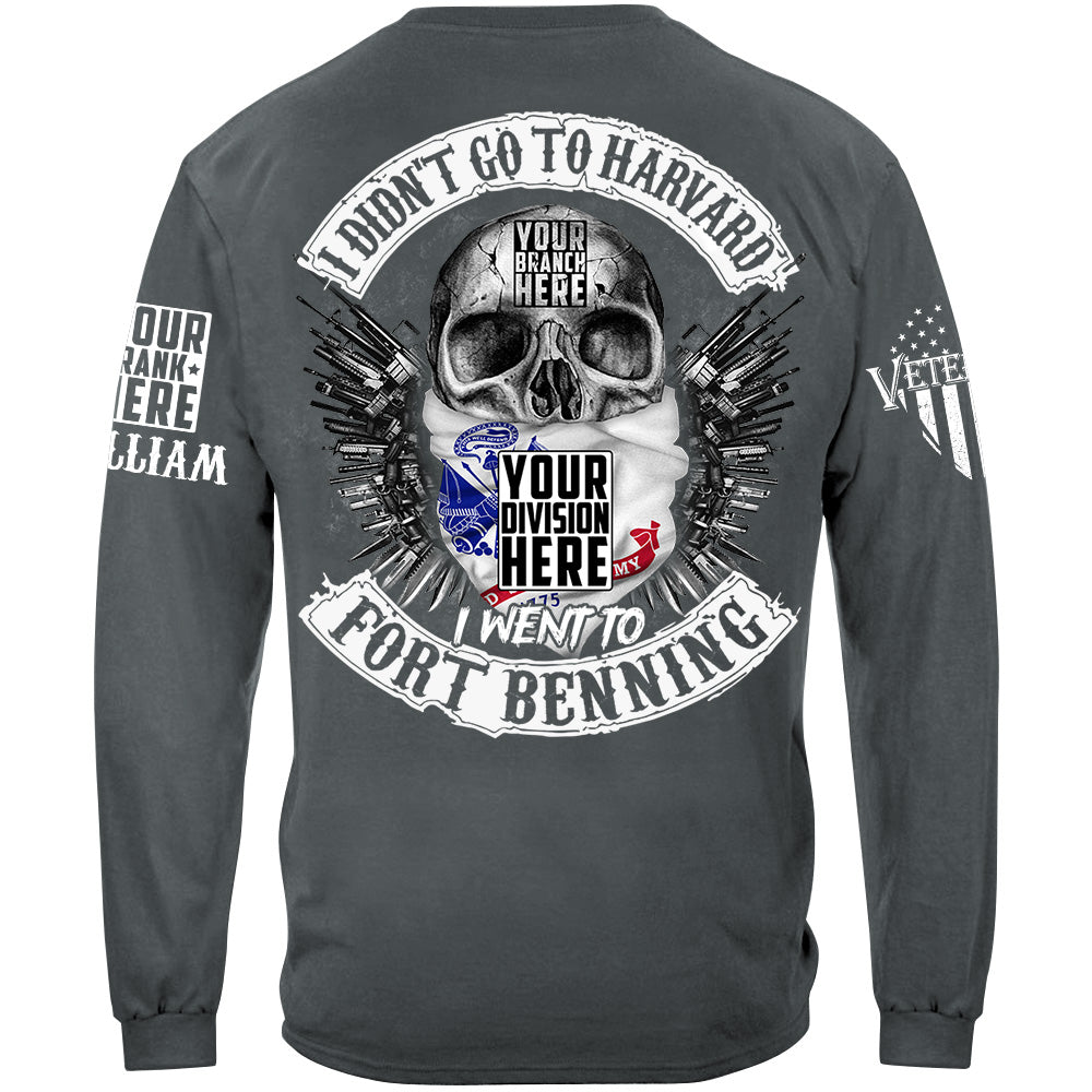 Skull Veteran Shirt I Didn't Go To Harvard I Went To Military Base Custom All Branches Shirt For Veteran H2511