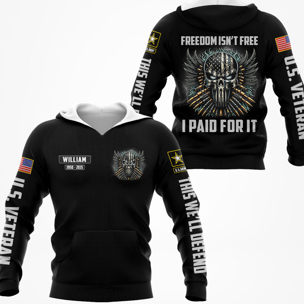 US Veteran Freedom Isnt Free I Paid For It Personalized All Over Print Shirt For Veteran H2511
