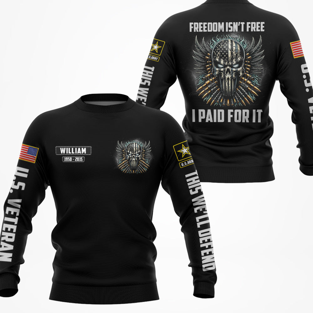 US Veteran Freedom Isnt Free I Paid For It Personalized All Over Print Shirt For Veteran H2511