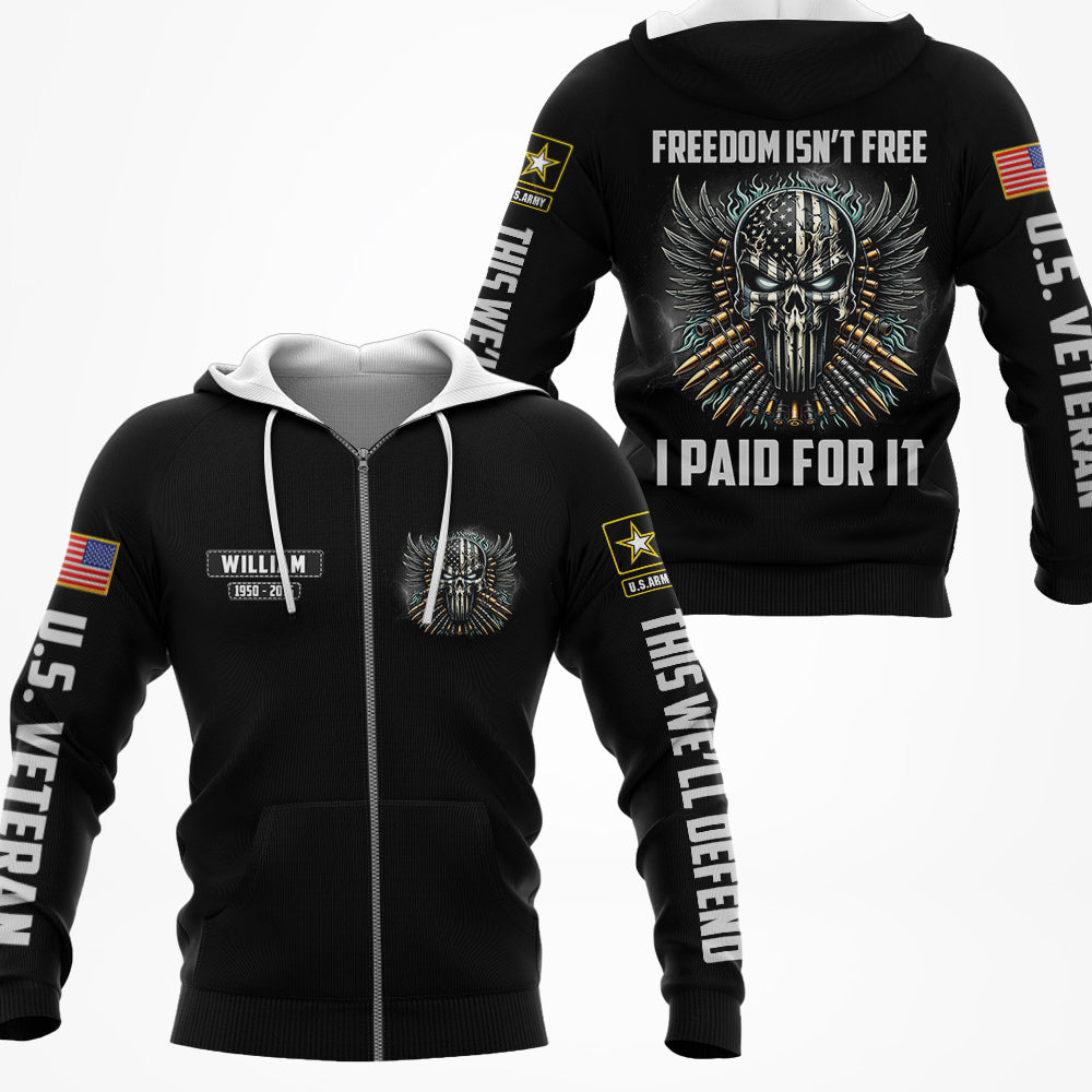 US Veteran Freedom Isnt Free I Paid For It Personalized All Over Print Shirt For Veteran H2511