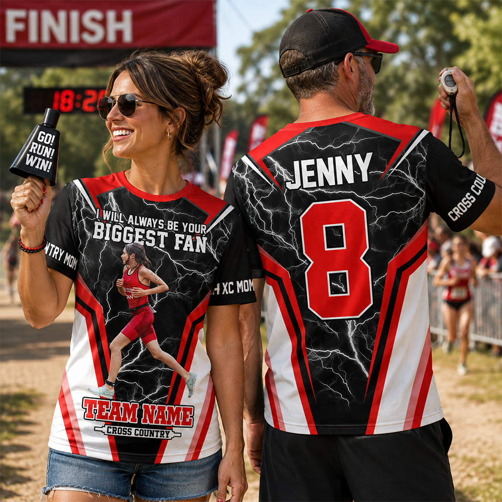 Personalized Cross Country Mom Shirt, I’ll Always Be Your Biggest Fan, Custom Player Name & Number All Over Print Game Day Shirt for Mom Grandma Family Vr2 Hv01 