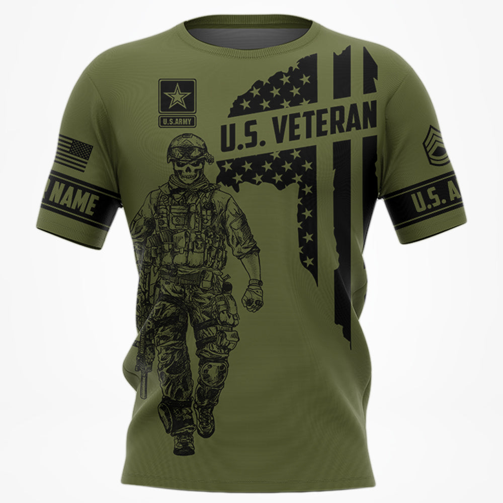Personalized US Veteran All Over Print Shirt Grunge American Flag H2511