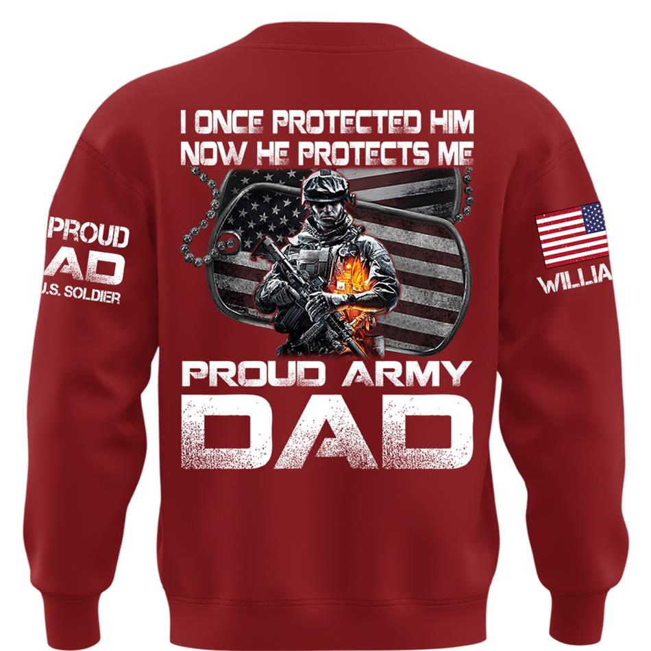 I Once Protected Him Now He Protects Me Proud Army Dad Custom Shirt For Proud Military Mom Dad Family H2511 Trna