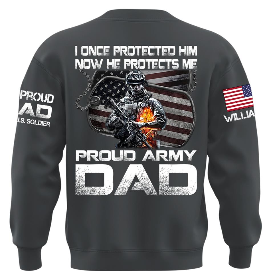 I Once Protected Him Now He Protects Me Proud Army Dad Custom Shirt For Proud Military Mom Dad Family H2511 Trna