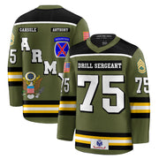 Custom All Branches US Military Hockey Jersey Rank Division Name For Military Retirement Veteran Dad Grandpa H2511