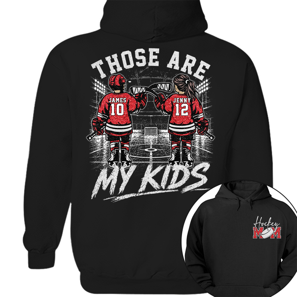Personalized  Ice Hockey Mom Shirt, Custom Those Are My Boys T-Shirt, Team Name & Player Number Tee, Ice Hockey Mom Gift Na02 Hv01