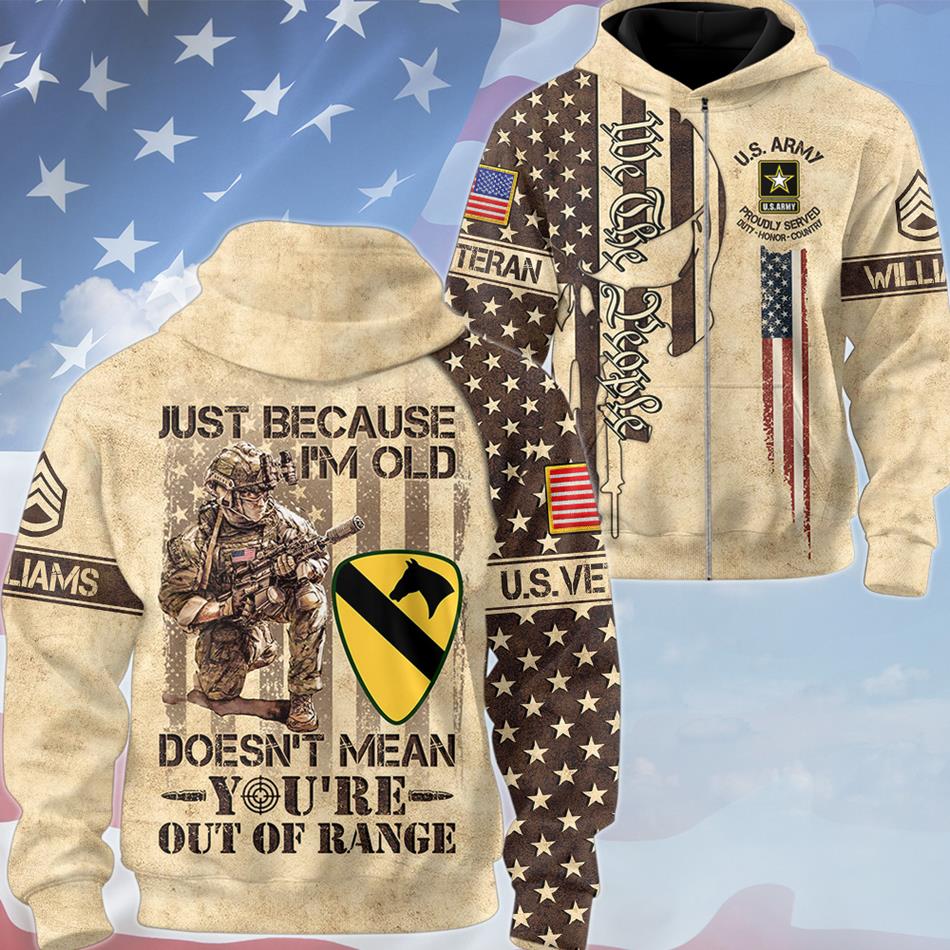 Just Because I'm Old Doesn't Mean You're Out of Range We Vintage The People Skull All Over Print Shirt For US Veteran USA Flag Shirt H2511 Trna