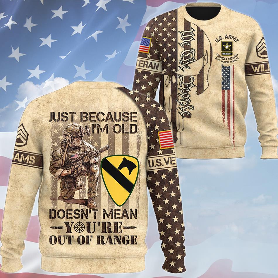 Just Because I'm Old Doesn't Mean You're Out of Range We Vintage The People Skull All Over Print Shirt For US Veteran USA Flag Shirt H2511 Trna