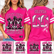 Custom Volleyball Spike Out Breast Cancer Awareness Jersey Personalized Name & Number Sport Lovers Shirt H2511 Trna