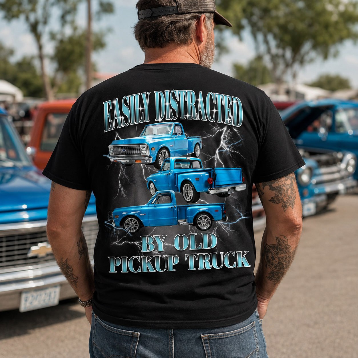 Easily Distracted By Old Car - Custom Pickup Truck Photo Shirts - Gift For Car Lovers A2110 Pt99