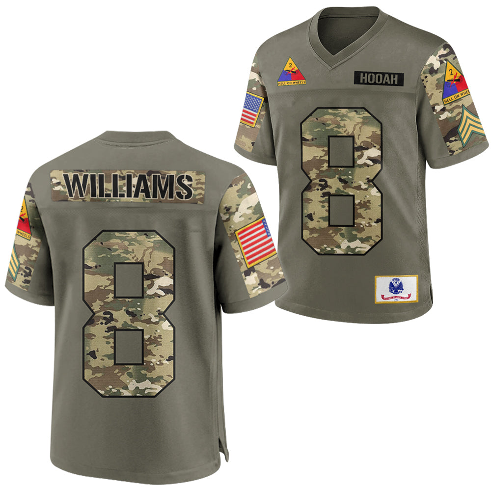 Personalized Football Jersey Military Shirt Custom Camouflage Gift For Soldier Veteran H2511
