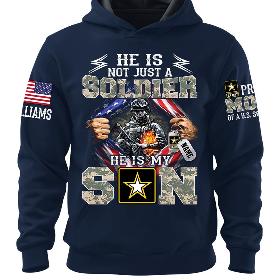 He Is Not Just A Soldier He Is My Son Proud Mom of a US Soldier Ripped Flag Custom Shirt For Proud Army Mom Dad Sister Family Members Shirt H2511 Trna