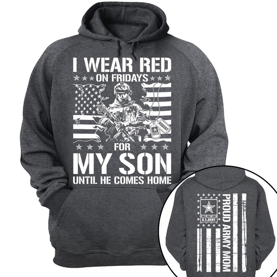 I Wear Red On Friday For My Son Support Our Troops Custom Shirt For Military Graduate Family Shirt For Dad Mom Family Members H2511 Trna
