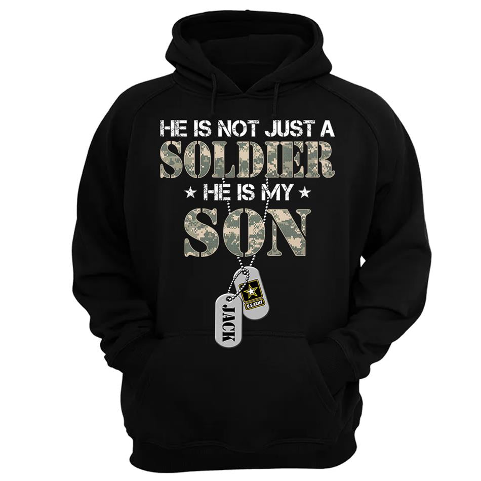 He Is Not Just A Soldier He Is My Son Custom Soldier Name on Dogtags, Military Graduate Familes Shirt H2511 Trna