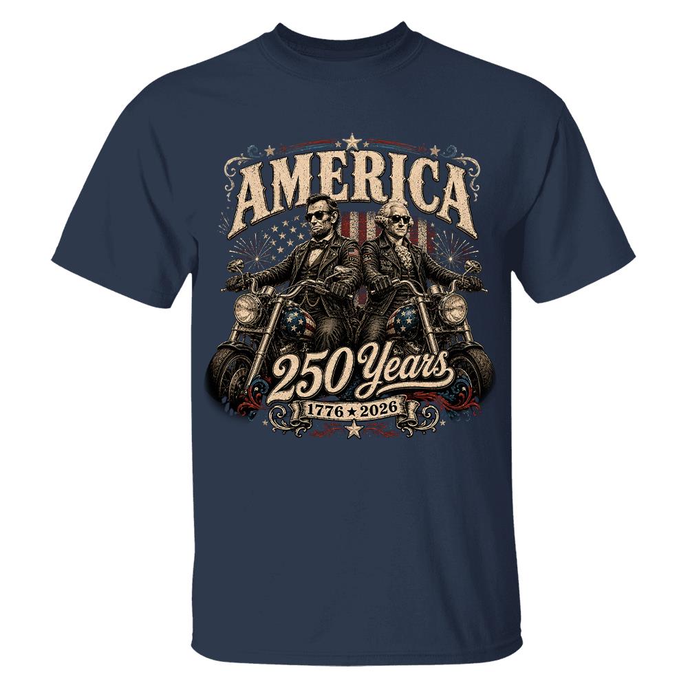 America 250 Years Biker MC Patriotic Motorcycle Shirt, 1776 2026 USA 250th Anniversary Vintage Graphic Tee Hv01