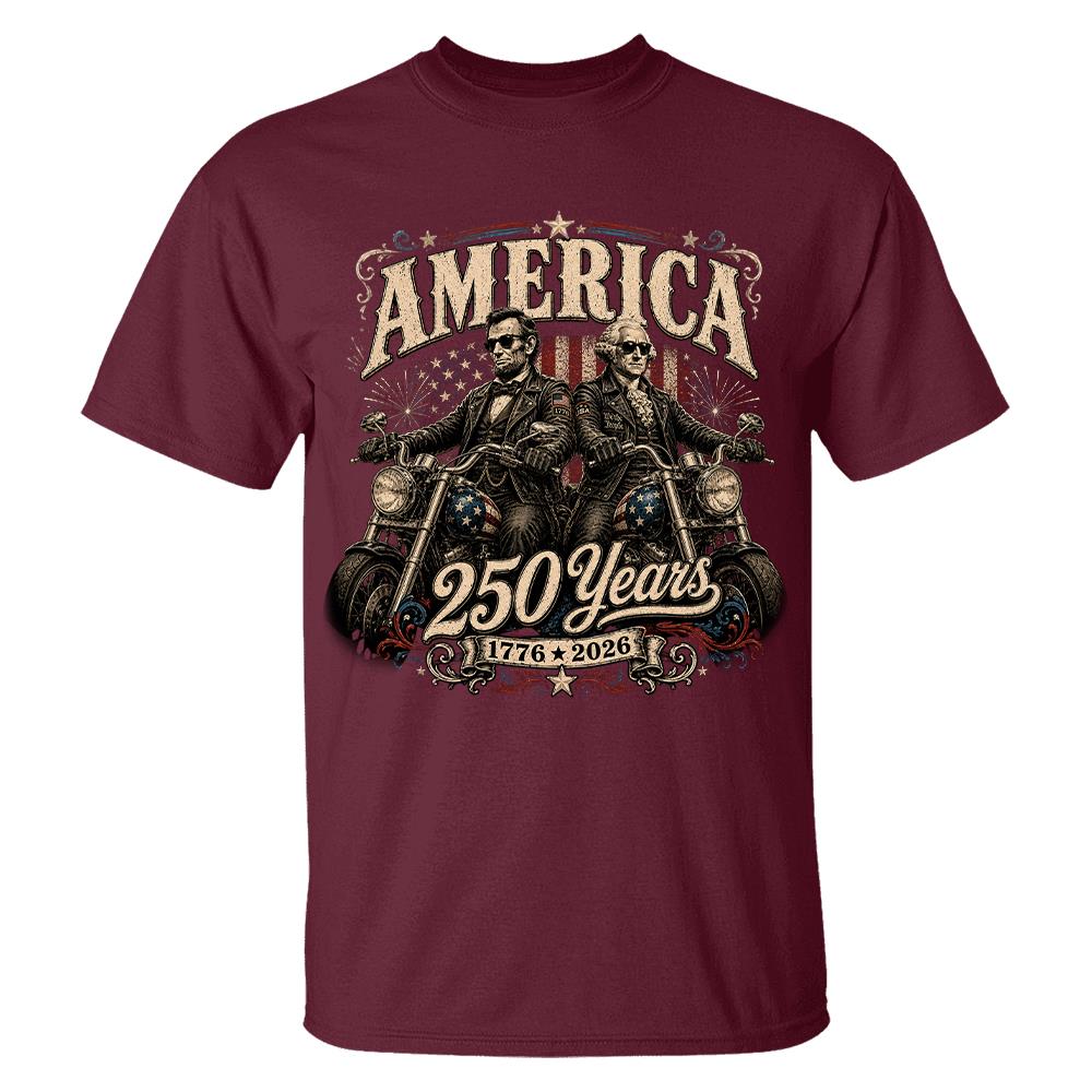 America 250 Years Biker MC Patriotic Motorcycle Shirt, 1776 2026 USA 250th Anniversary Vintage Graphic Tee Hv01