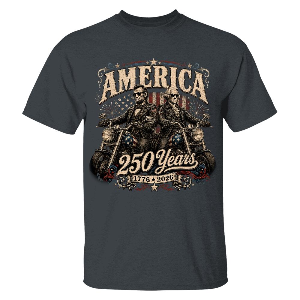 America 250 Years Biker MC Patriotic Motorcycle Shirt, 1776 2026 USA 250th Anniversary Vintage Graphic Tee Hv01