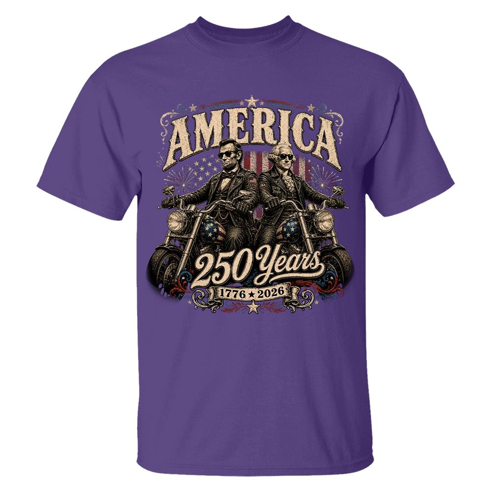 America 250 Years Biker MC Patriotic Motorcycle Shirt, 1776 2026 USA 250th Anniversary Vintage Graphic Tee Hv01
