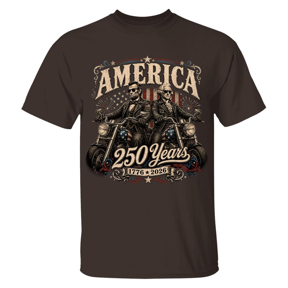 America 250 Years Biker MC Patriotic Motorcycle Shirt, 1776 2026 USA 250th Anniversary Vintage Graphic Tee Hv01