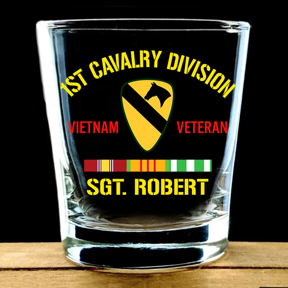 Custom Division Name and Ribbon Whiskey Glasses Gift For Veteran H2511
