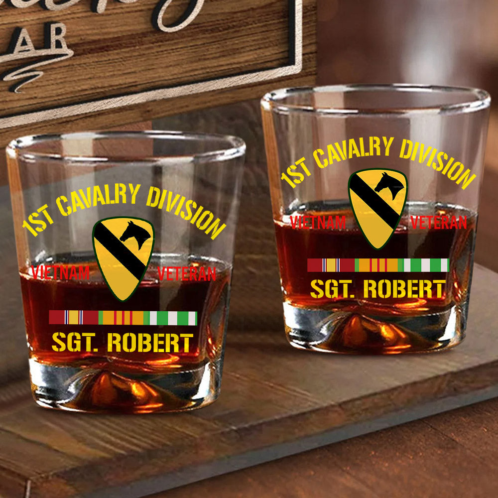 Custom Division Name and Ribbon Whiskey Glasses Gift For Veteran H2511