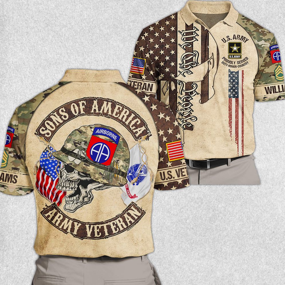 Custom Division All Branches Sons Of America Vintage Skull All Over Print Shirt For Veteran H2511