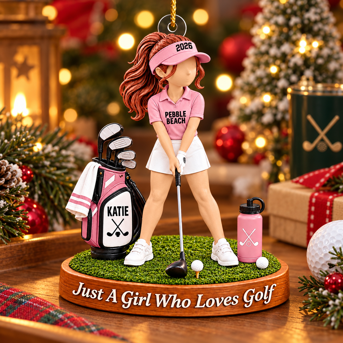 Just A Girl Who Loves Golf Ornament, Personalized Golf Christmas Ornament, Custom Name Gift Na02 VH01