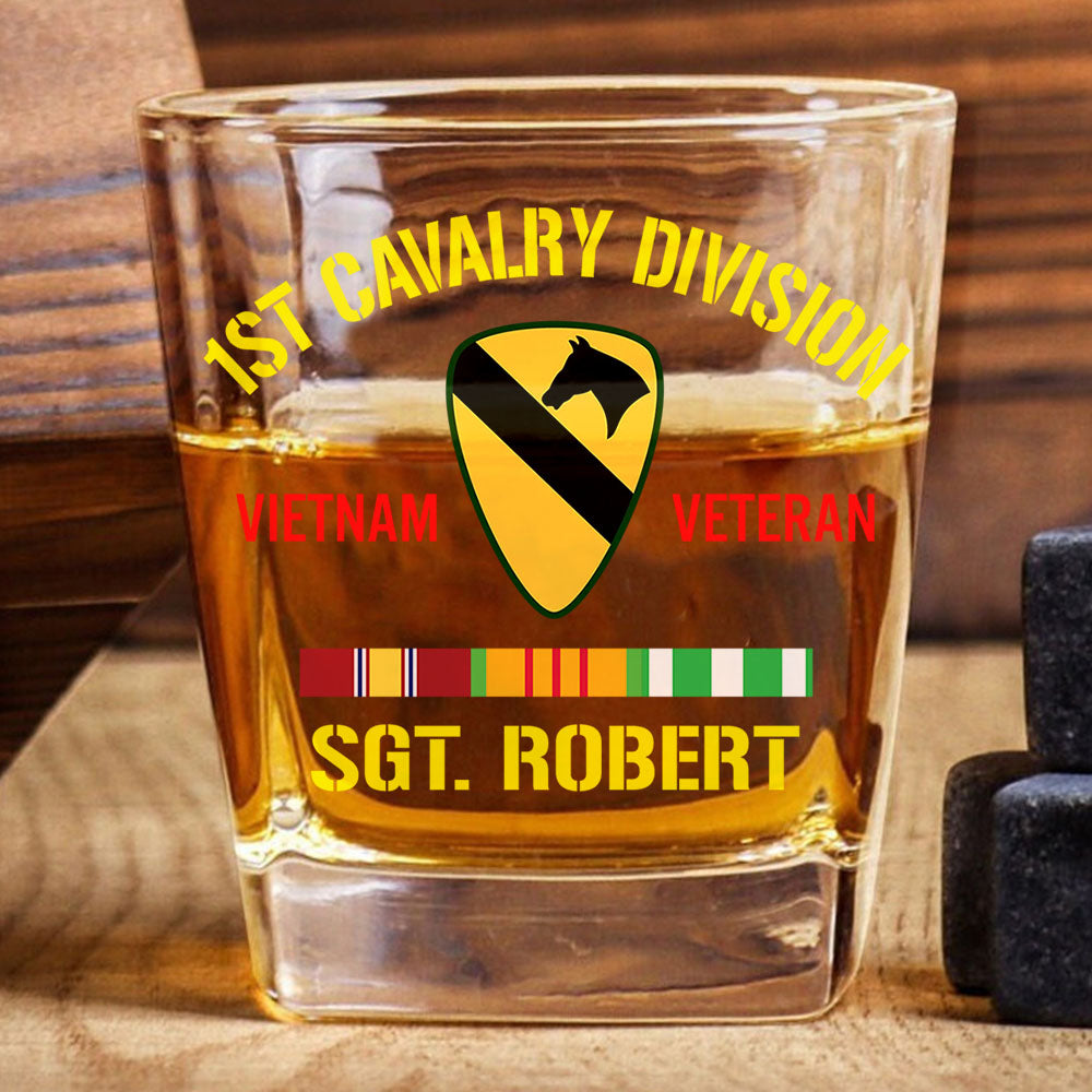 Custom Division Name and Ribbon Whiskey Glasses Gift For Veteran H2511