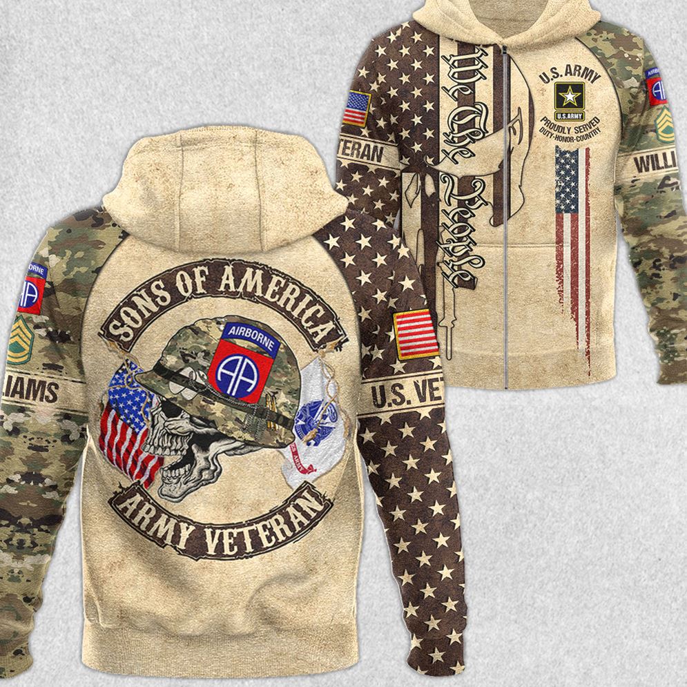 Custom Division All Branches Sons Of America Vintage Skull All Over Print Shirt For Veteran H2511