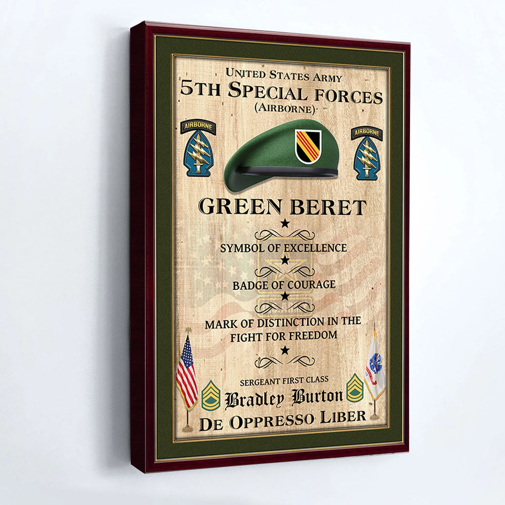 Green Beret Symbol Of Excellence Badge Of Courage Personalized Poster Canvas Gift For Veteran H2511