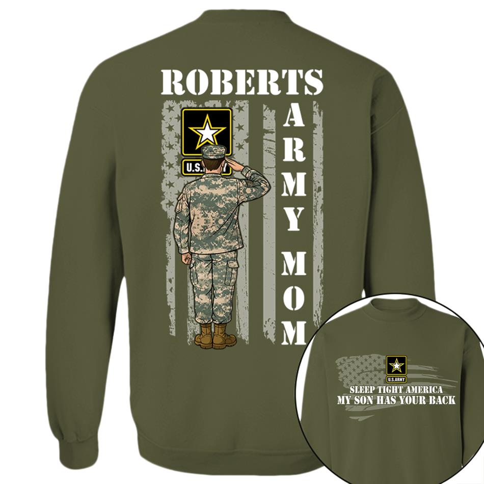 Sleep Tight America My Son Has Your Back Proud Army Mom Custom Shirt For Military Mom Dad Grandma Sister Hoodie H2511