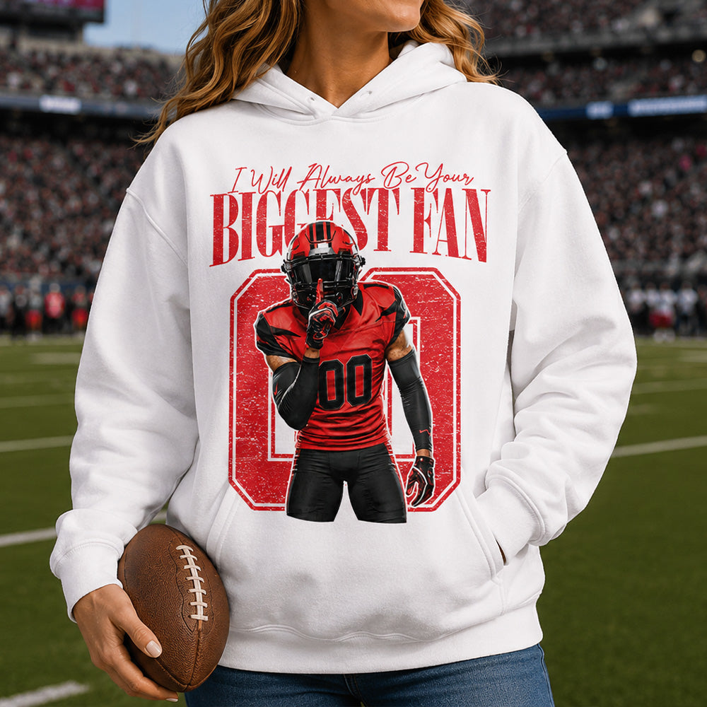 Personalized I'll Be Your Biggest Fan, Custom Photo Football Player Shirt, Gift For Football Mom, Dad, Family Vr2 