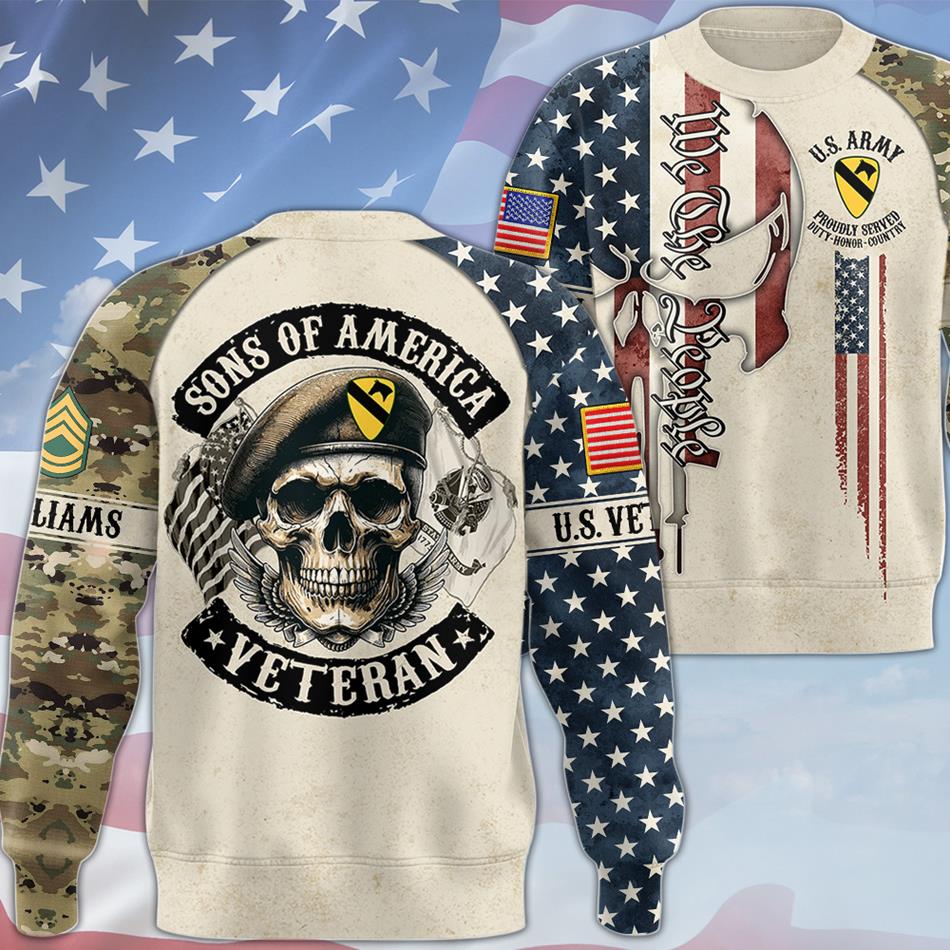 Sons Of America Veteran Personalized All Over Print Shirt Hoodie Gift For Proud US Veteran Proudly Served Skull Shirt H2511