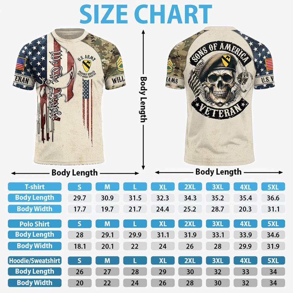 Sons Of America Veteran Personalized All Over Print Shirt Hoodie Gift For Proud US Veteran Proudly Served Skull Shirt H2511