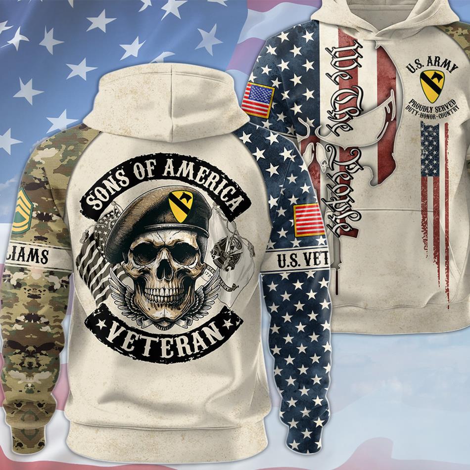 Sons Of America Veteran Personalized All Over Print Shirt Hoodie Gift For Proud US Veteran Proudly Served Skull Shirt H2511