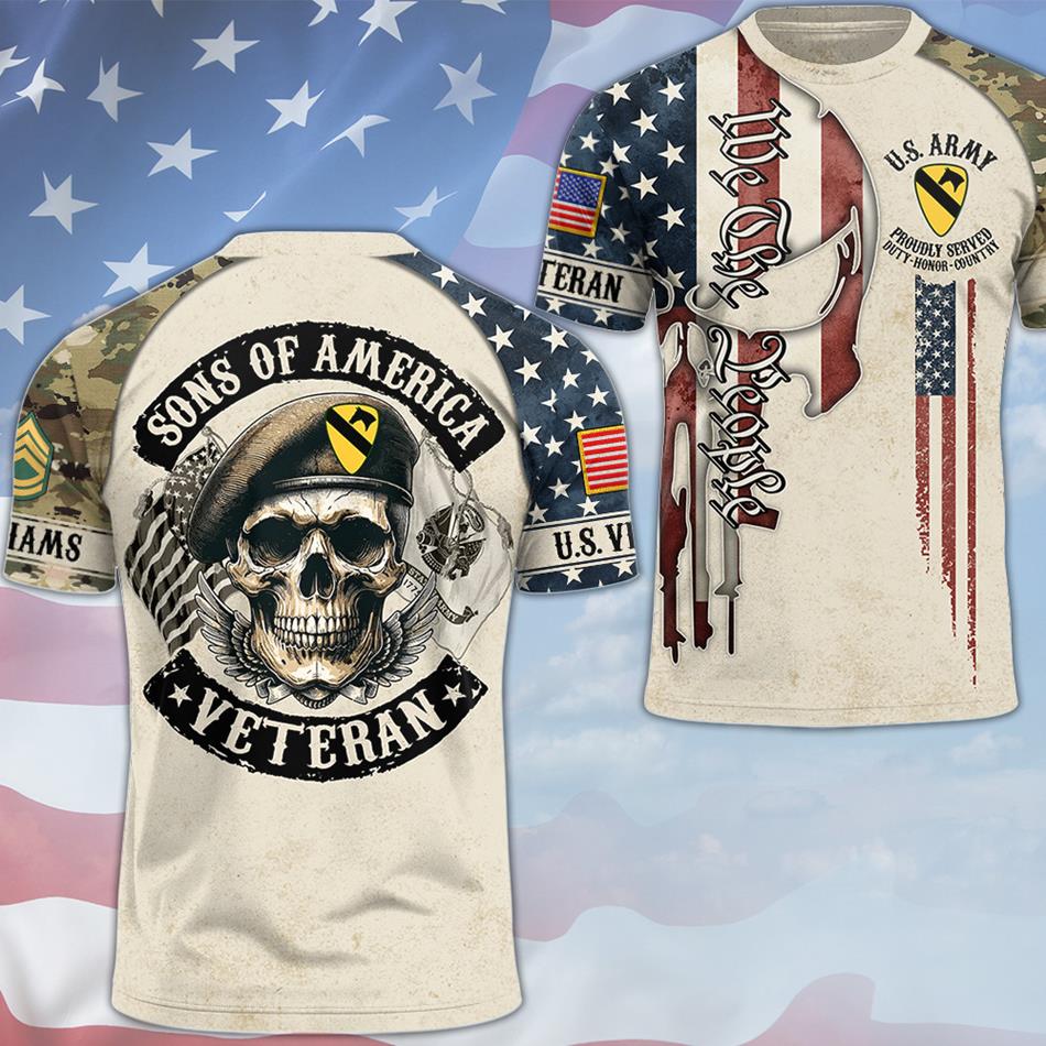 Sons Of America Veteran Personalized All Over Print Shirt Hoodie Gift For Proud US Veteran Proudly Served Skull Shirt H2511